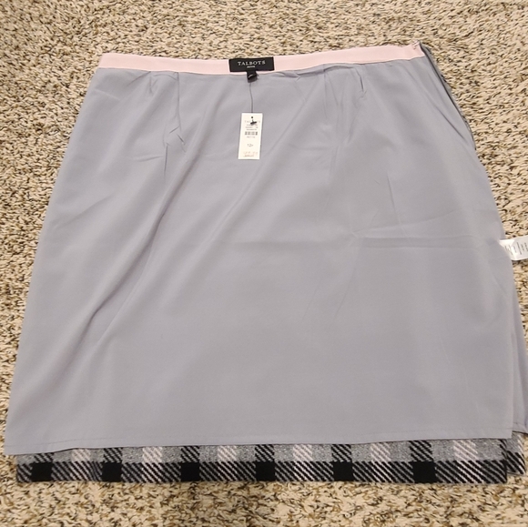 Talbots Buffalo Plaid Wool Blend Skirt Pink And Gray Size 12P Petite NWT - Picture 4 of 11